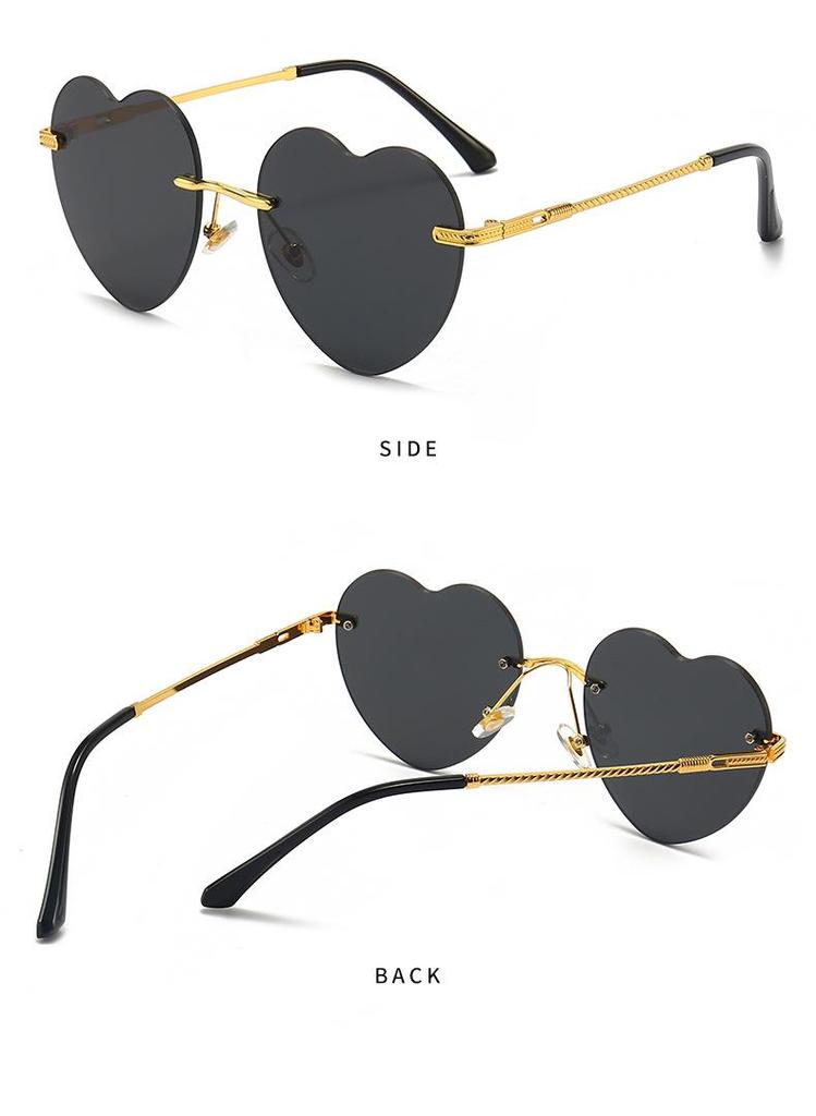 New Women's Heart-Shaped Rimless Metal Sunglasses - Trendy European and American Fashion