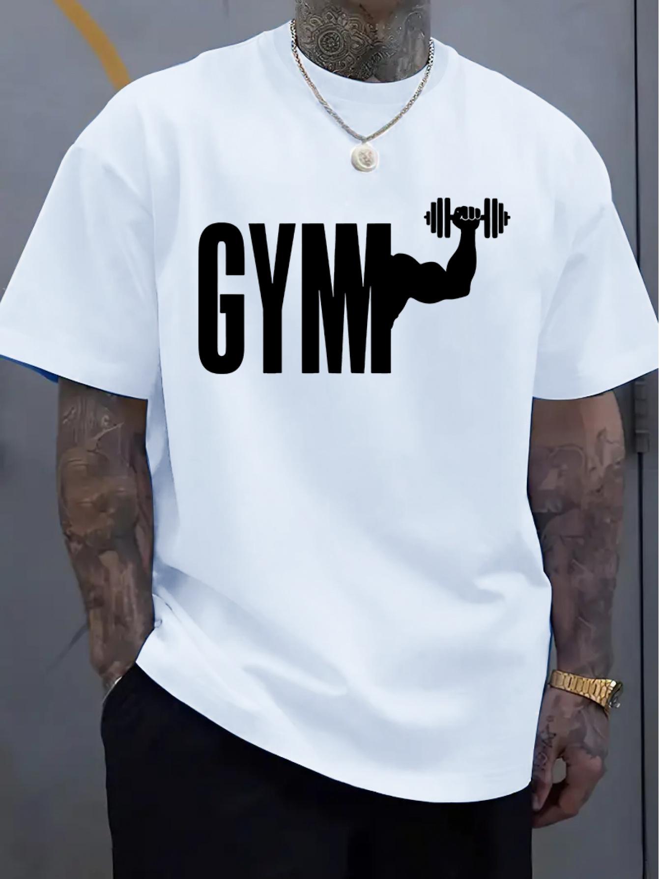 Gym Men Cotton TShirt Streetwear Athletic Casual - Men s Summer Cotton Graphic Tee S разноцветный