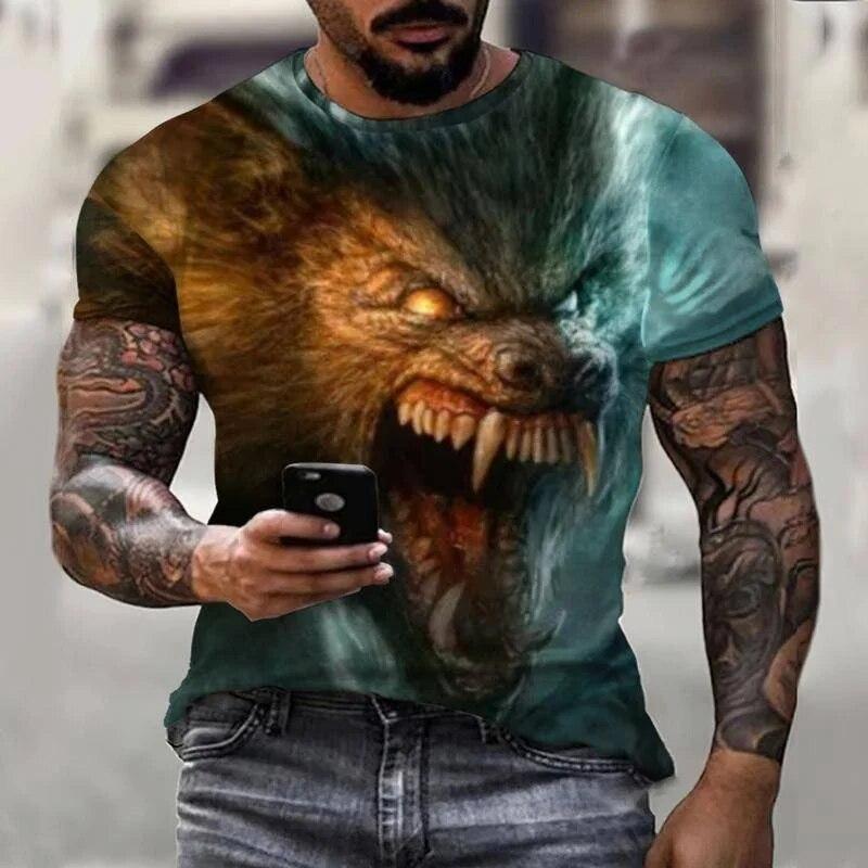 

Топ Werewolf King War Vampire Street Moonlight Модная мужская футболка 3D рубашка Мужская повседневная футболка с коротким рукавом