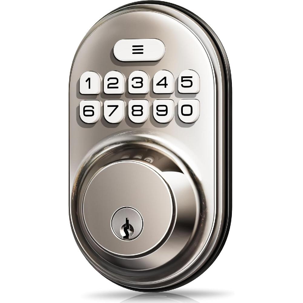 Veise Keyless Entry Door Lock, Electronic Keypad Deadbolt, Keyed Entry, Auto Lock, Anti-Peeking Password, Back Lit & Easy Installation Design, Satin