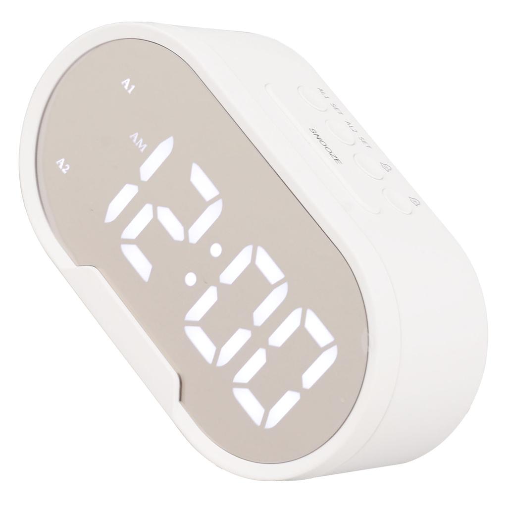 Digital Alarm Clock USB LED Display White Light Mirror Electronic Desktop Clock for Bedroom Living Room