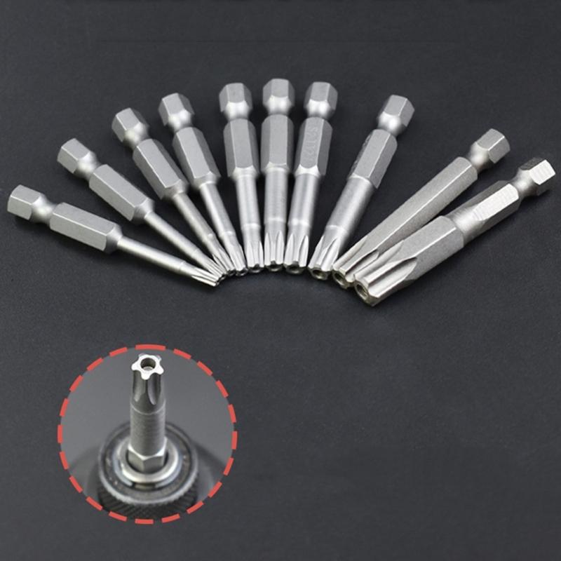 10Pcs 50mm Blossom Head Screwdriver Bit Set 1/4inch Hex Security Screwdriver Drill Magnetic Screwdriver Bit Tool