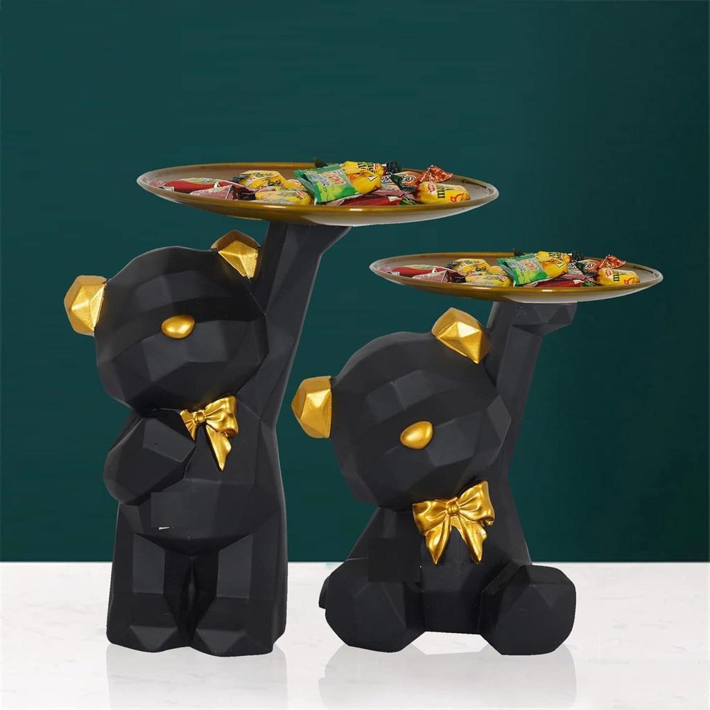 Cool Dog Showpiece for Home Decor Showpiece, Dog Platter Showpiece for Home Decorative Showpiece (Black, Combo Set of 2)