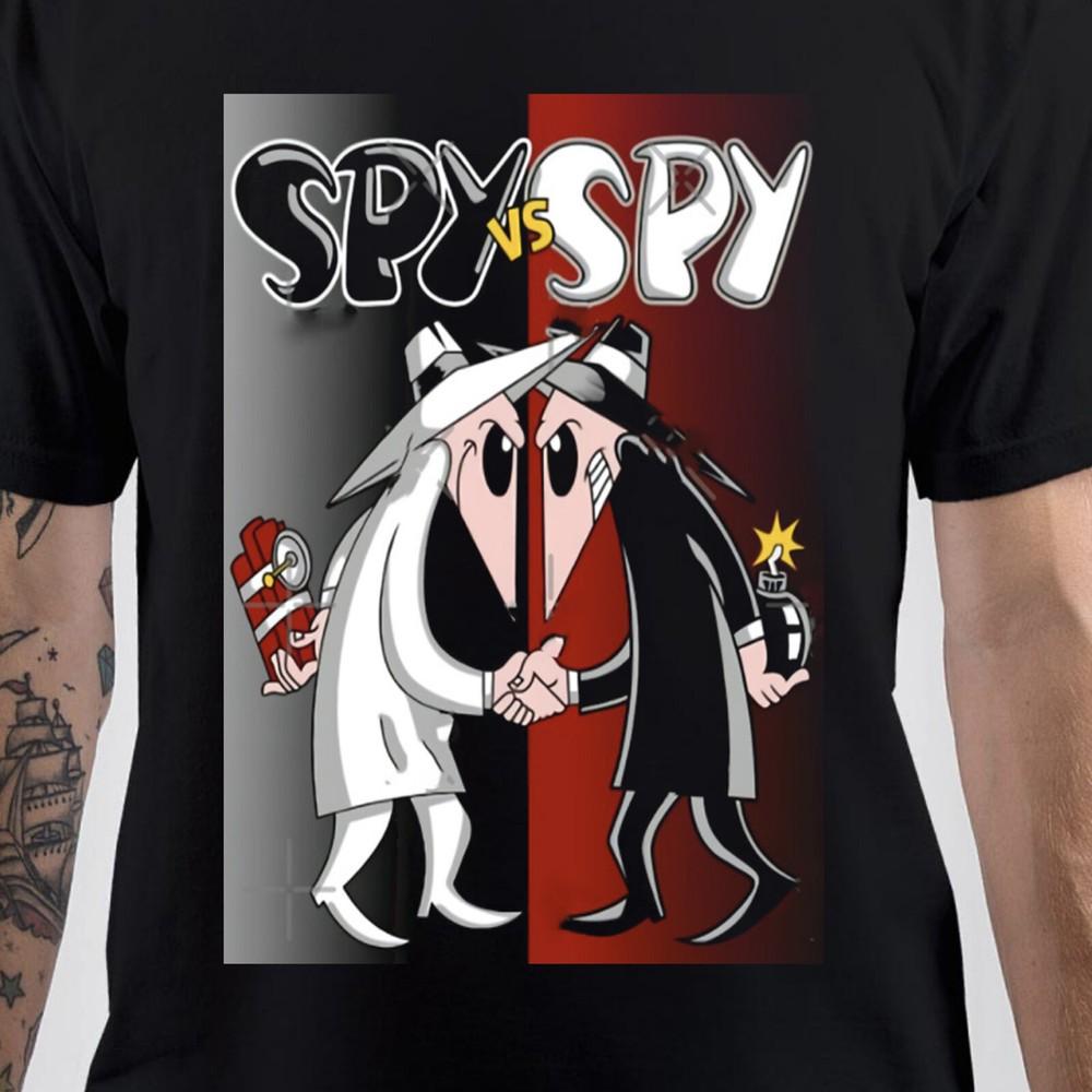 Spy vs Spy Cartoon Tshirt Black Unisex Cotton All Sizes Unisex T-Shirt XXL