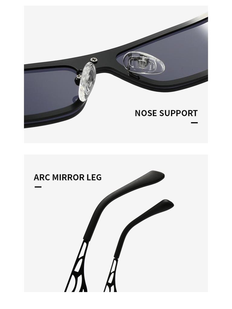 Y2K Punk One-Piece Sunglasses for Men & Women - Trendy European & American Style with Hollow Carved Temples