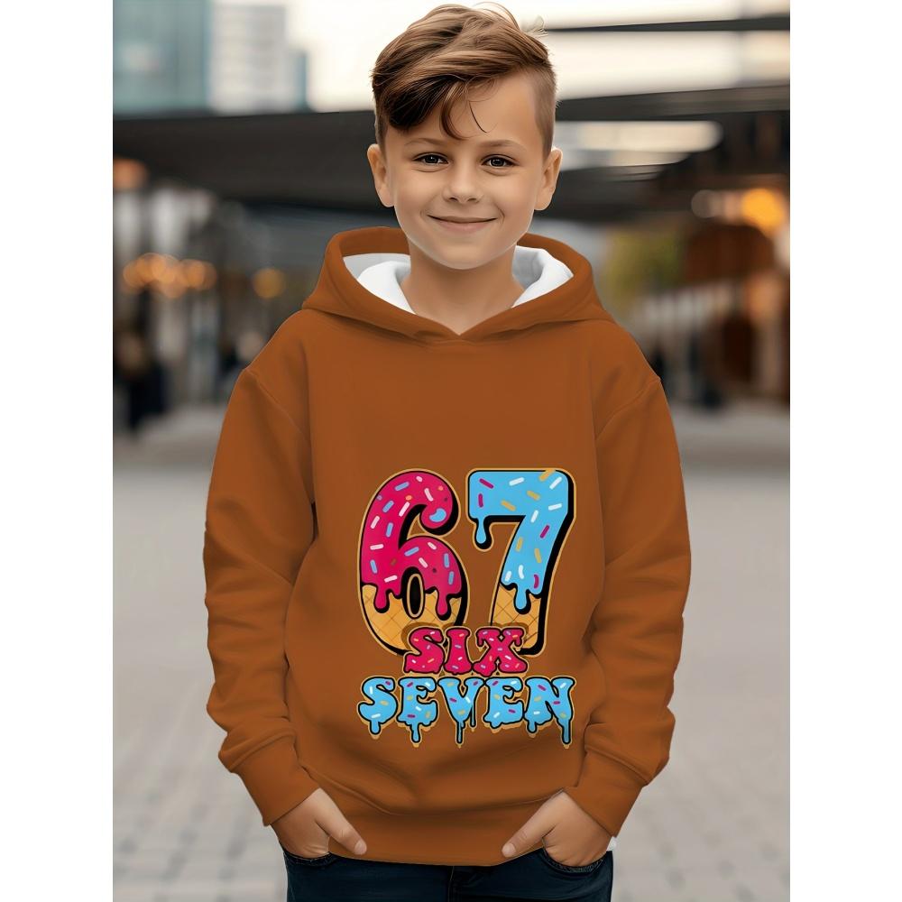 Spring Autumn Men's Clothing Funny Number 67 Creative Print Hooded Sweatshirt Casual Sports Long Sleeve Plus Size Women Hoodie Tops