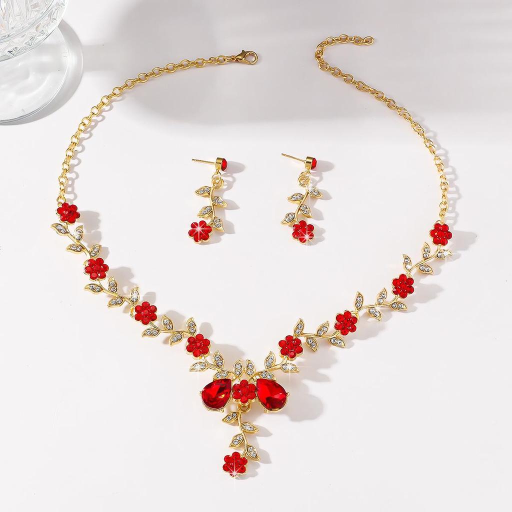 Elegantes Wasserziegel Braut-Halsketten- und Ohrring-Set: Heiß begehrter Hochzeitsschmuck