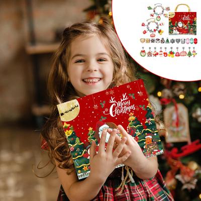 Weihnachts-Charm-Armband Adventskalender Geschenkbox 24 Perlen Weihnachtsarmbänder Schmuckherstellungs-Set Für Frau Mädchen