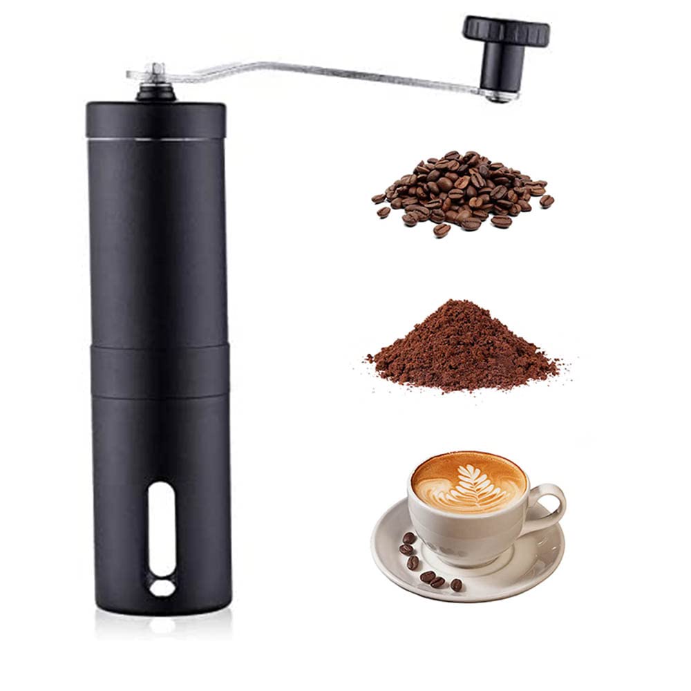 

Coffee Manual Ceramic Stainless Adjustable For Easy to Includes Brush Mill, Blade, Steel, Roughness, Washable, Small, Labor-saving, Home, Camping, чорний
