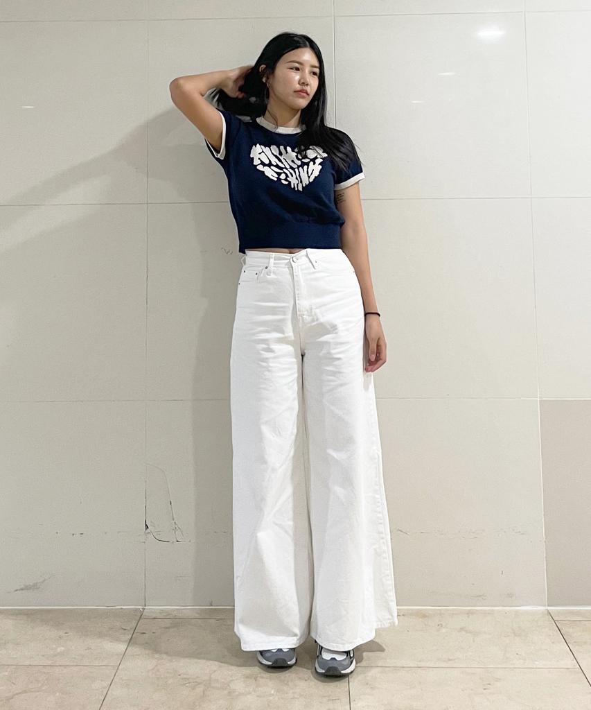KNITTED (W) Cotton Logo Ringer Knit Navy