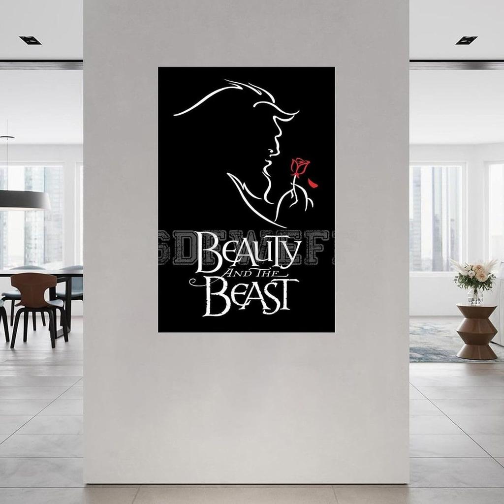 SDFWEFF Beauty & The Beast Poster Broadway Musical Movie Poster Canvas Painting Wall Art Poster for Bedroom Living Room Decor 12x18inch(30x45cm),