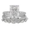 OEVAS 7x10mm 3.5CT Full Zircon Rings Set 100% S925 Silver for Women Wedding Engagement Ring Fine Jewelry Gift