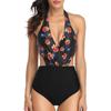Women Bodysuit Bikini Sexy Deep V Print Swimwear Backless Swimsuit Bathing Suit
