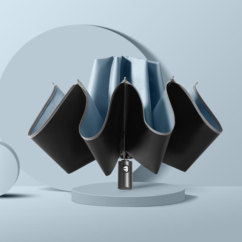 

Полностью автоматический трехсложный виниловый зонт-наоборот, автоматическое открытие и закрытие, подгибка кромки складного зонта, мужчины и женщины могут добавить зонты