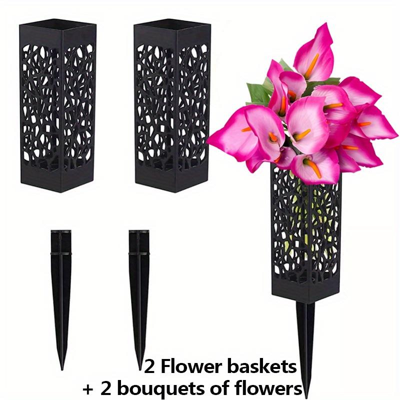 

2 букета искусственных цветов и 2 вставные корзины для цветов на пол патио с цветами калл и смесями трав фиолетовый