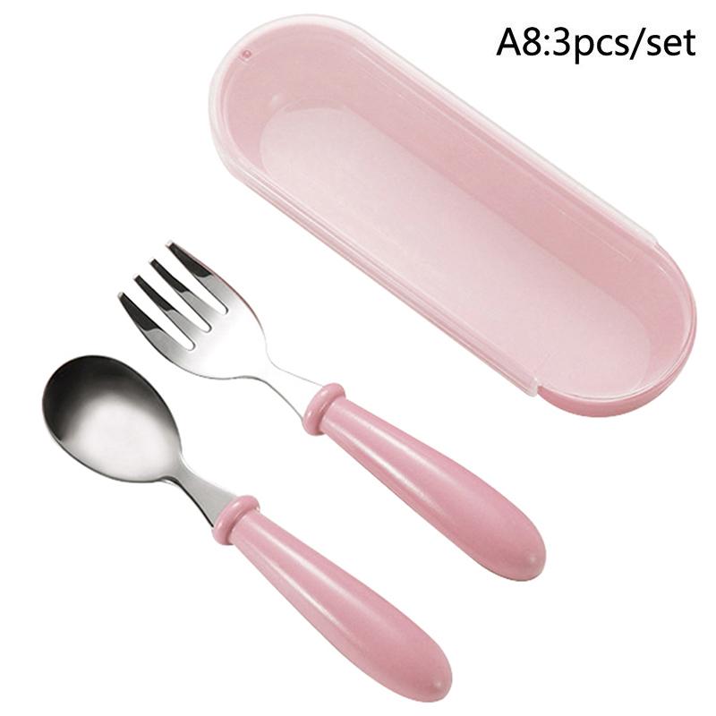 

Набор столовых приборов для кормления детей, детская посуда из нержавеющей стали, столовые приборы для малышей, мультяшная детская еда, ложка, вилка
