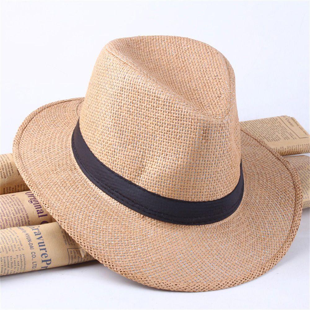 Wide Brim Straw Hat Leisure Summer Cap Jazz Panama Fedora Fashion Travel Leisure Sun Hat For Women Men Simple Style 2022 New