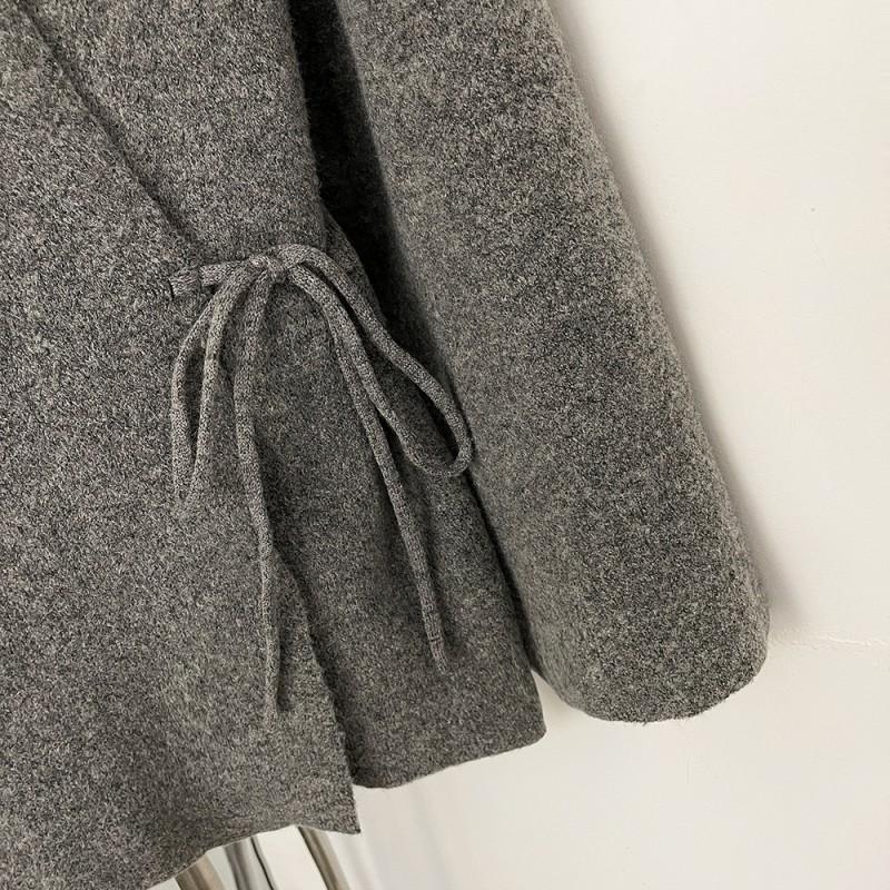 Damen Kurzstrickjacke mit Kunstfuchsfellkragen Lockerer Schnitt Lässiger Pullover 2026