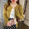 Cardigan in maglia basic da donna con scollo rotondo, manica lunga, bottoni, casual, maglione leggero