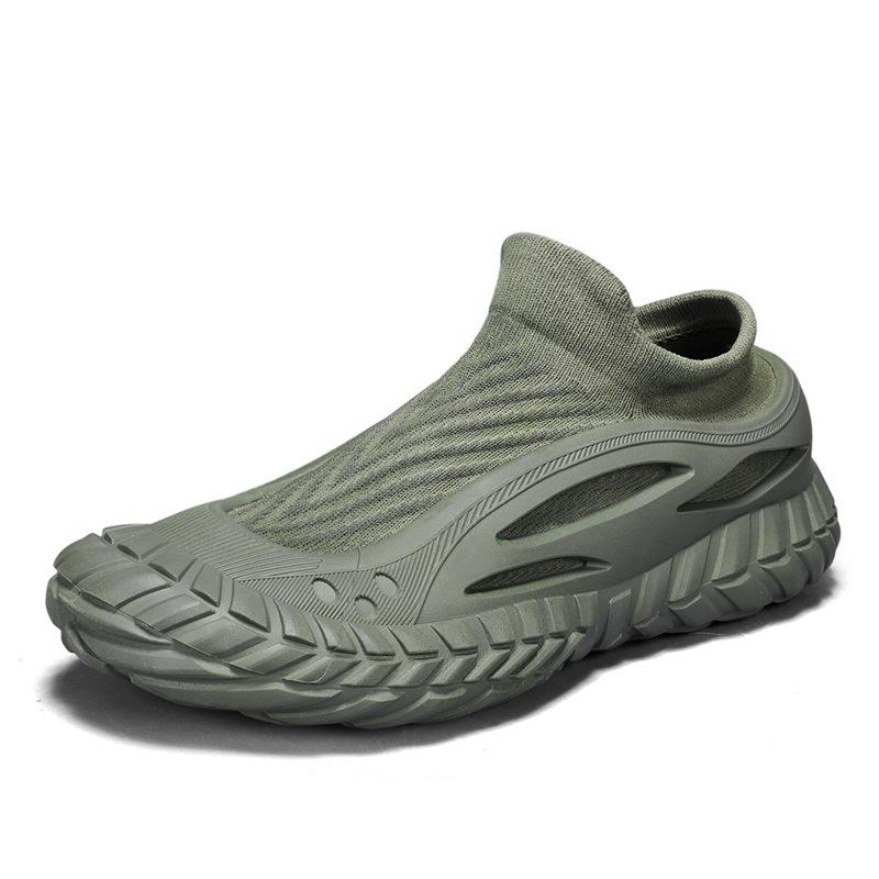 Men's shoes spring and summer breathable thin fly-woven socks shoes new outdoor leisure thick-soled one-pedal sports shoes men