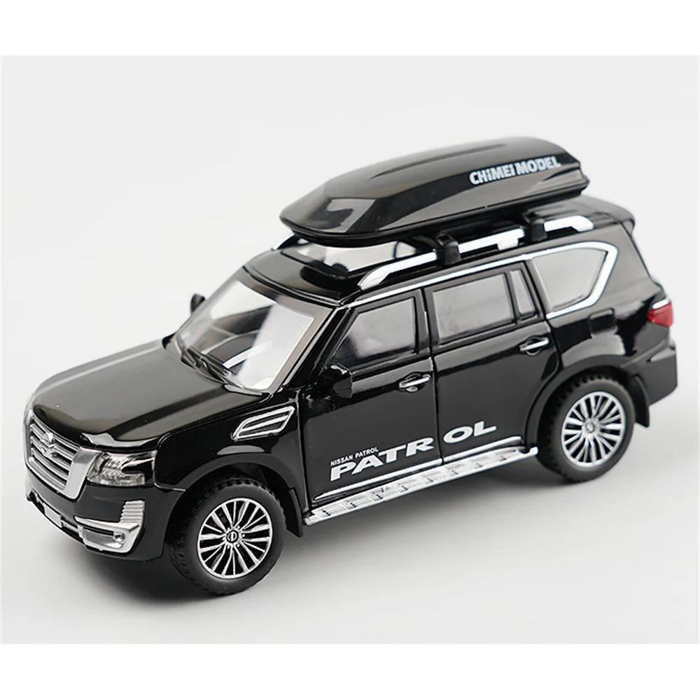 

1/32 Nissan Patrol литой под давлением Y62 игрушечная модель автомобиля с багажником для путешествий звук и свет инерционный автомобиль коллекция детских игрушек чёрный