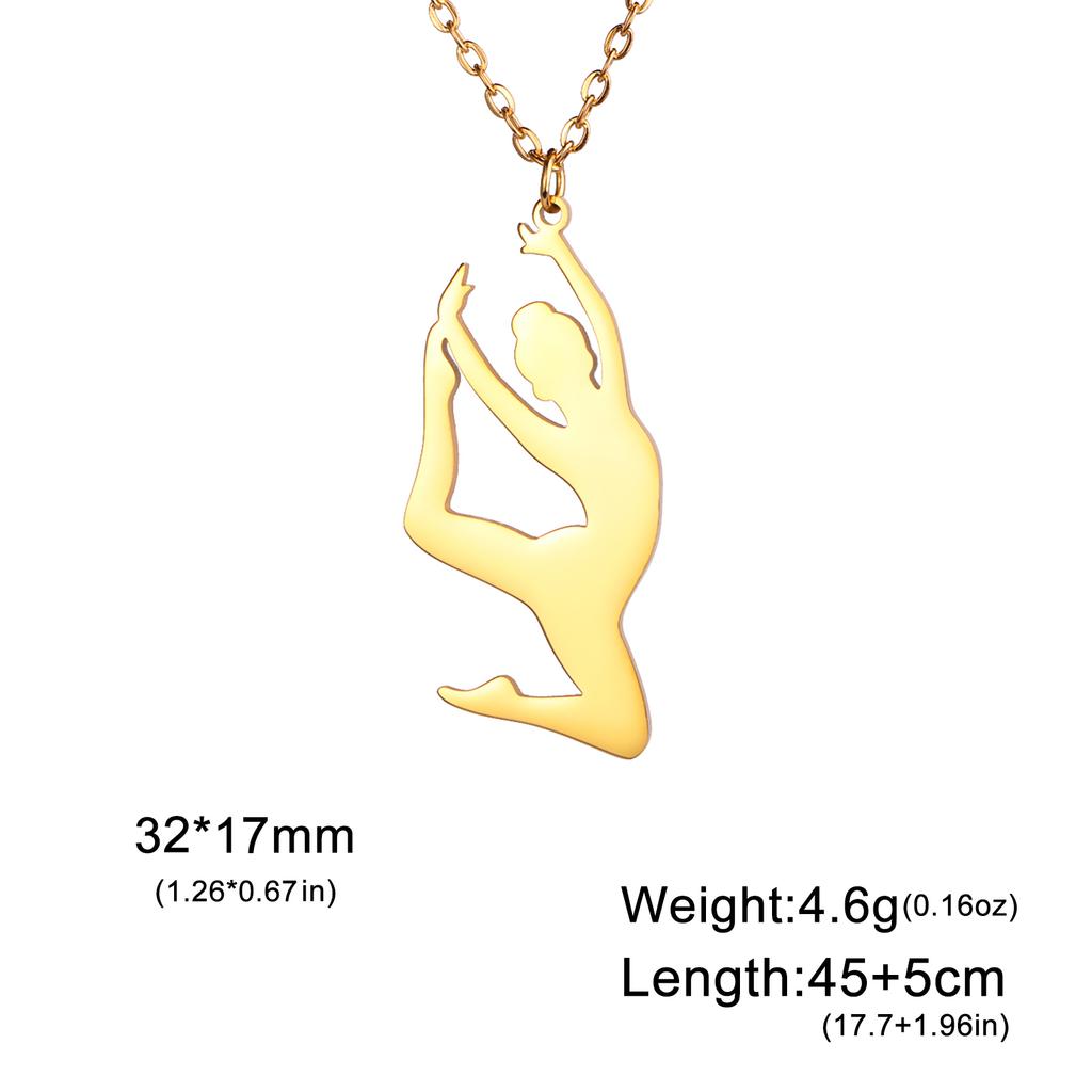 Teamer Gymnastics Design Necklace for Women Girls Fashion Sports Pendant Stainless Steel Jewelry Dancer Gymnast Birthday Gifts