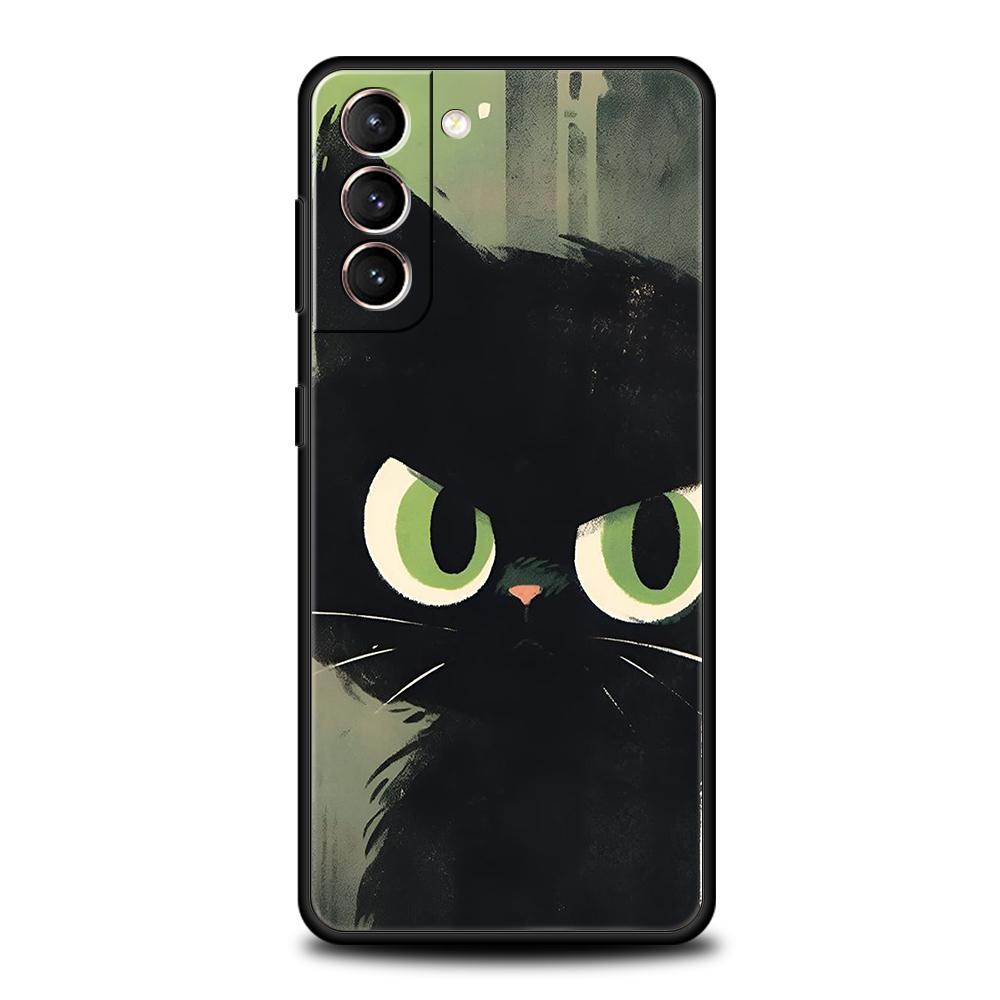 

Doodle Angry Cat Phone Case for Samsung Galaxy S24 S23 S22 S20 S21 FE Ultra S10 S10E S9 S8 Plus 5G Soft TPU Cover Shell Capa Bag Samsung S24 FE