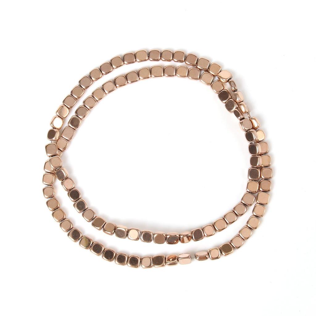 Handgefertigte Bastelfarbe, rosévergoldete Hämatitperlen, natürliche Rondelle-Perlen für Schmuckherstellung, DIY-Charms, Armband-Zubehör, 38,1 cm