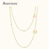 ANDYWEN 925 Silver Gold Letter Plain Pendant Choker Charm Initial A M Necklace 26 Letter Women Fine Jewelry Alphabet