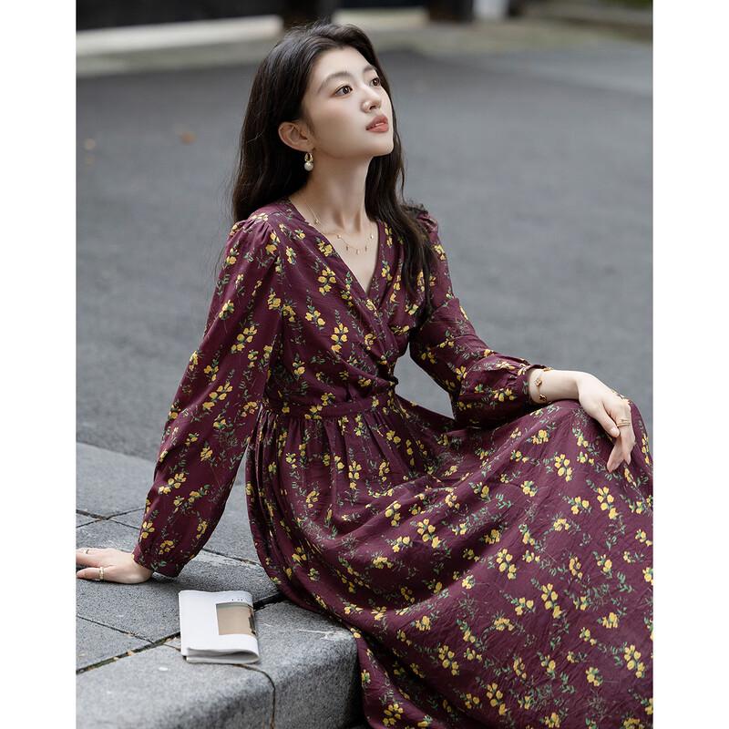 Demana Autumn French V-Neck A-Line Wrap Tea Dress