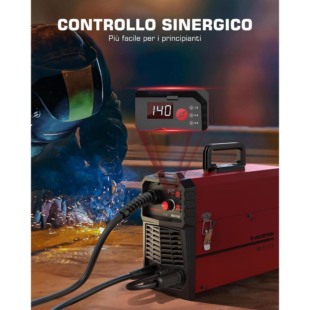 ARCCAPTAIN European Standard IGBT 140A AC230V 5 In 1 Multiprocess Welding Machine with Synergistic Wire Feed MIG Welding Machine