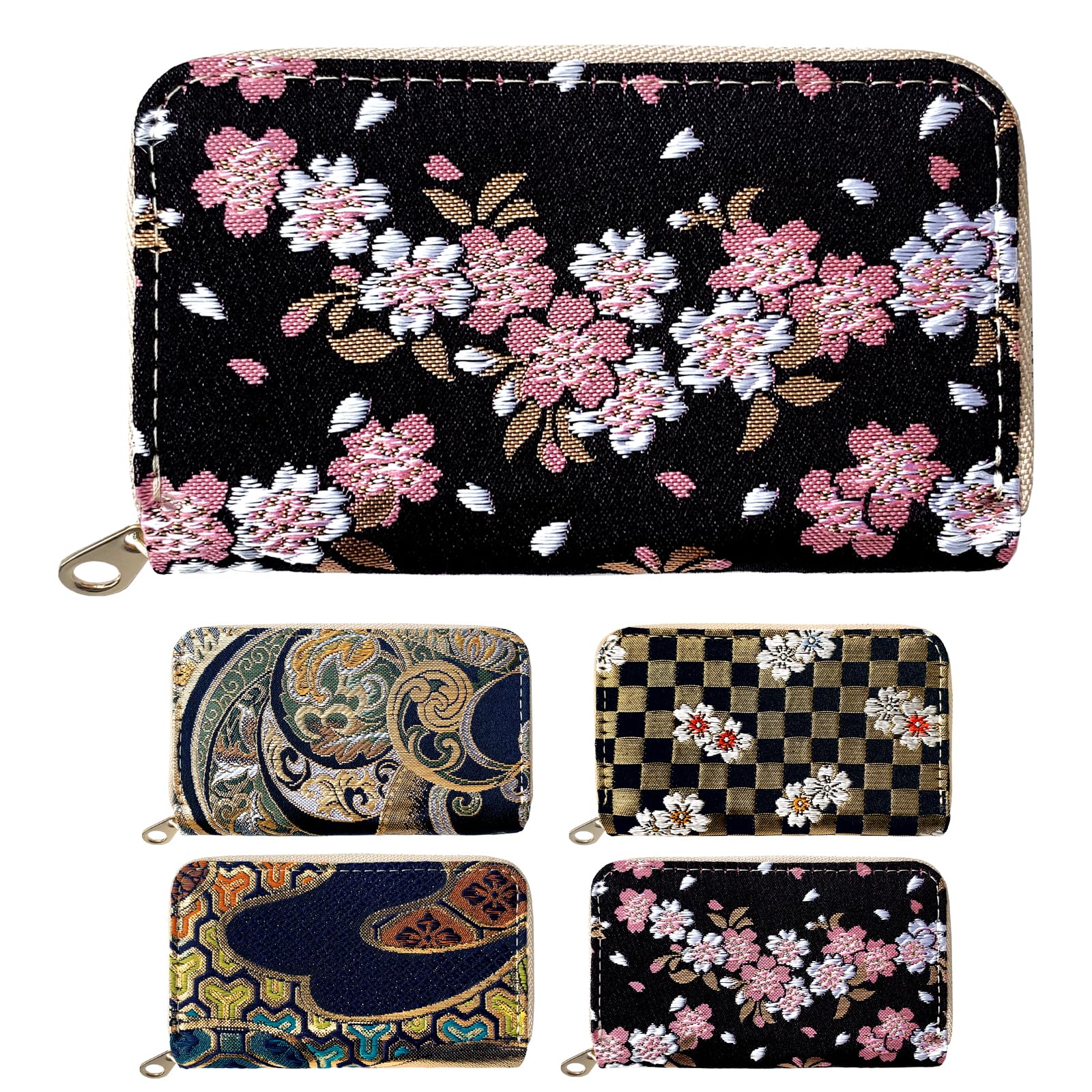 

Yoi Coin Case with Round Perfect for Elegant and with Miyabi Sakura Design [leo&aoi] Nishijin-ori Zipper, Kimono, High-Quality,