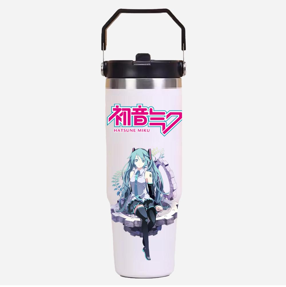 Tazza termica in acciaio inossidabile da 30 oz, stampa Anime Hatsune Miku, colore solido semplice, tazza per acqua, isolamento termico, tazza fredda per ghiaccio, regalo per bambini