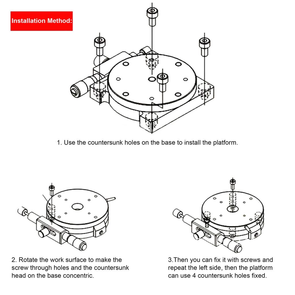 Manuelle Verstellplattform R-Achsen Drehender Lineartisch 360° Schiebetisch 60mm RS60‑L Linearer Schiebetisch
