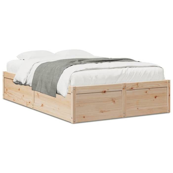 VidaXL Cadre de lit 120x190 cm Bois de pin massif, meuble de chambre à coucher, sommier, lit en bois, lit, lit double, cadre 3282387