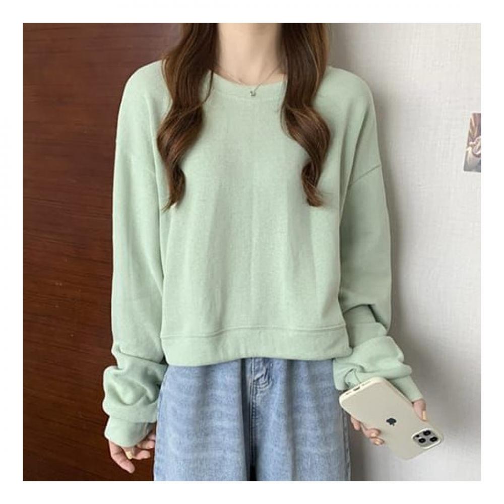 Navava Cropped Long Sleeve Solid T shirT nT1936