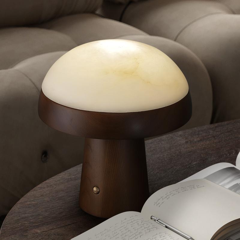 Designer Creative Desk Lamp High-end Marble Solid Wood Living Room Atmosphere Study Bedroom Bedside Touch Switch