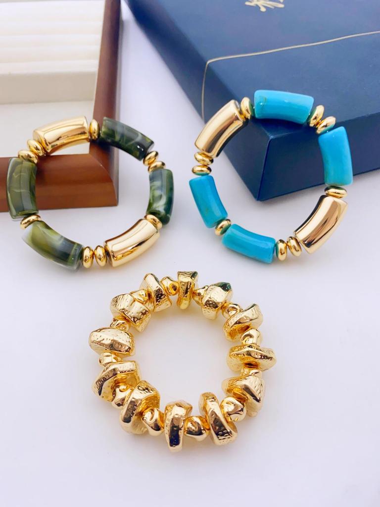 European & American 3-Piece Acrylic Bamboo Bead Necklace