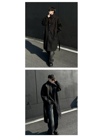 High Street Style Woolen Coat for Men and Women - Loose Mid-Length Korean Over-the-Knee Trench for Autumn/Winter