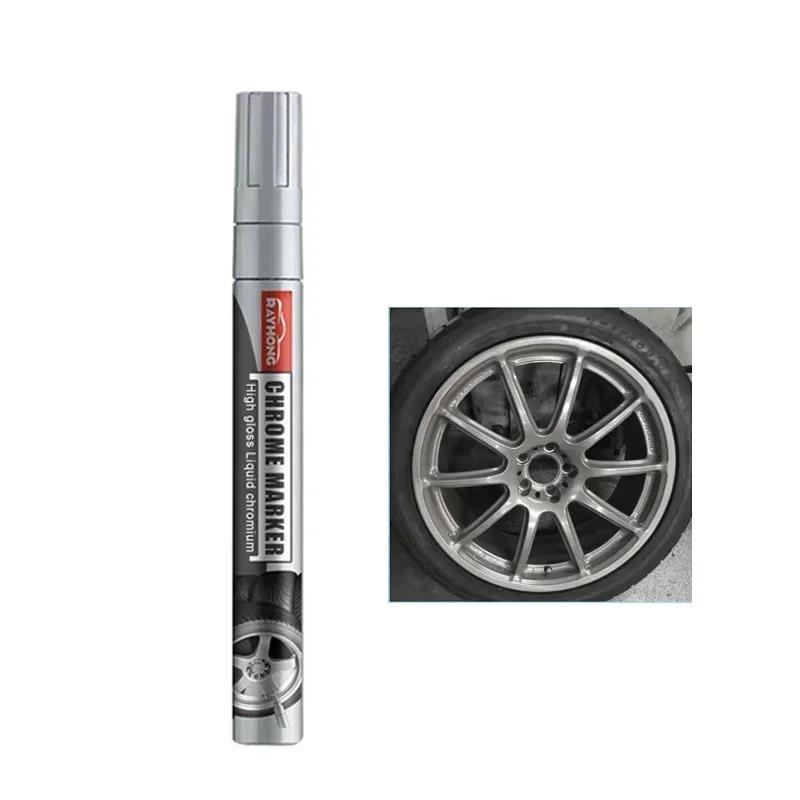 Chrome Marker Pen Car DIY Oily Paint Metallic Tyre Wheel Graffiti Tread Environmental Highlights Silver White Craftwork Amagi Touchup Paint2