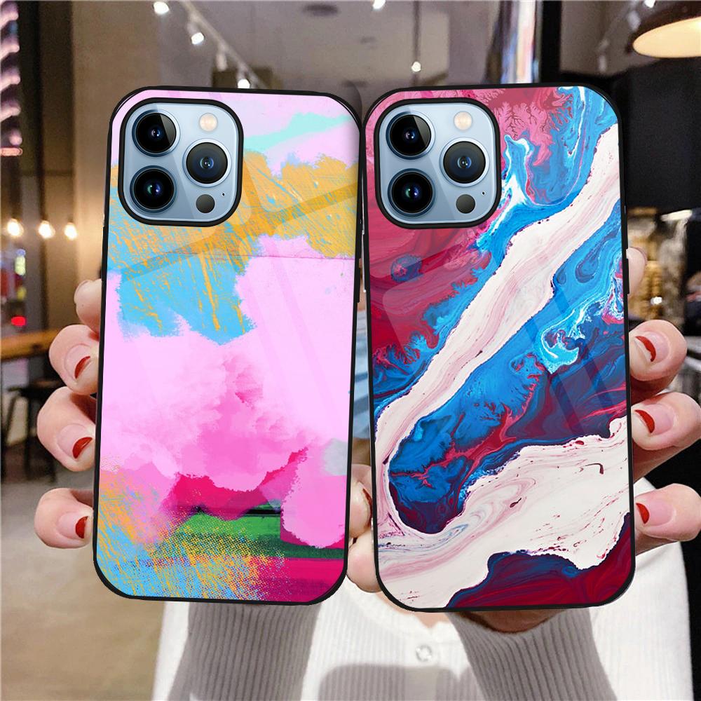 Aesthetic Graffiti Phone Case For Iphone 14 13 11 12 Pro Max Mini Xs Xr X 7 8 6s Plus Se 2022 Tempered Glass Cover Bumper Fundas