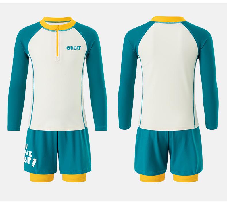 Children's Long-Sleeve Sun Protection One-Piece Swimsuit - Trendy Summer Vacation Outfit for Big Kids & Teens