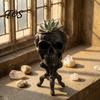 Desktop Succulents Containers Mini Gothic Skull Planter Pot, 3D Printed Creepy Flowerpot, Flowerpot Plants Container, Desk Decoration for Halloween