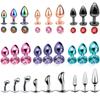 Roségold Regenbogen Metall Analperlen Butt Plug Set Bunt Kristall Mini Klein Mittel Groß Anal Plug Schmuck Sexspielzeug Einsatz
