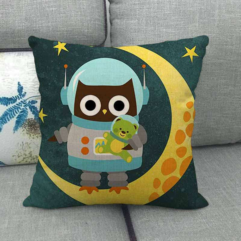Cartoon Owl Series Digital Printing Short Plush Pillow Covers Decorative for Car Sofa Office Cushion Cover Home Goods