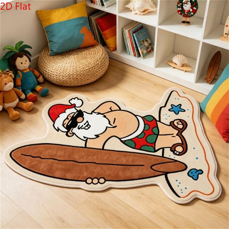 Christmas Santa Reindeer Door Mat Non Slip Absorbent Rug for Entryway Kitchen Holiday Home Decor Washable Floor Mat