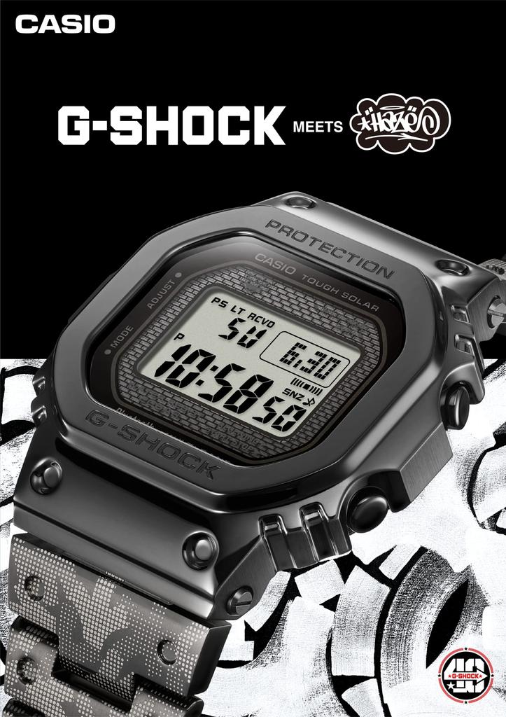 Casio Full 40th Anniversary X ERIC HAZE Collaboration Black G-Shock GMW-B5000EH-1JR Men's Watch, Bluetooth, Metal, Radio-Controlled, Solar-Powered,