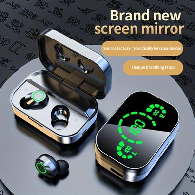 Wireless Headset with Mirrored Digital Display, High Power, Emergency Charging Function,automatic Connection To Binaural Call Headset