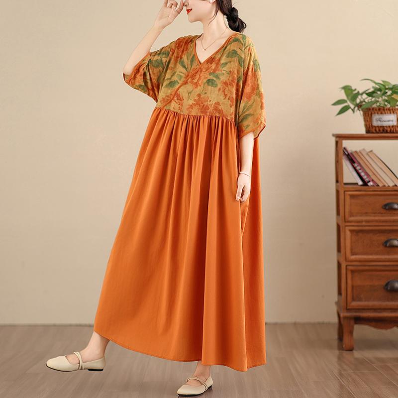 DIMANAF New 2026 Women Plus Size Summer Beach Lady Long Dress Loose Oversize Maxi Floral Print Fashion Holiday