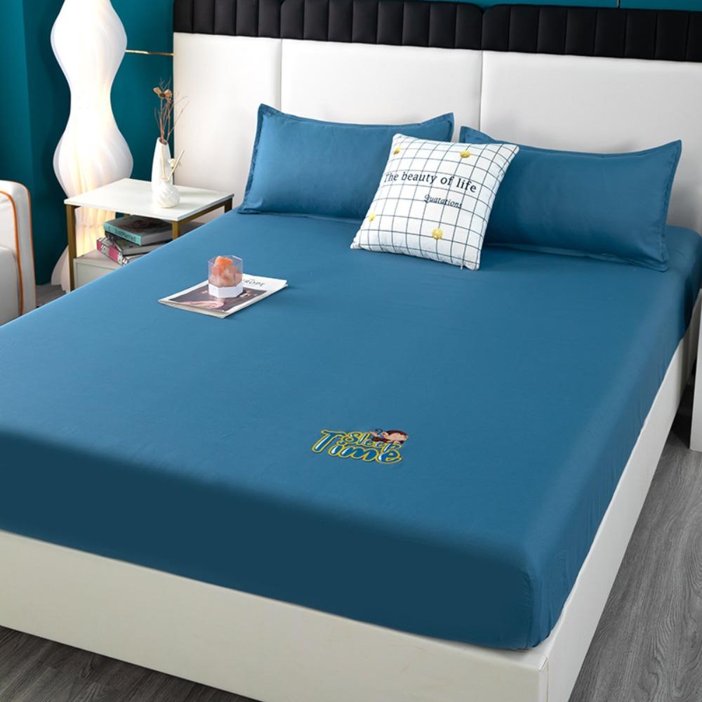Summer Washed Cotton Fitted Sheet Set, All-around Wrap Mattress Cover, Baby Friendly Single Bed Sheet Mattress Protector